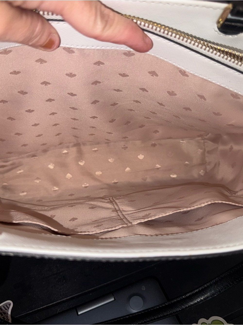 kate spade Beige, White & Black Leather Tote - Picture 13 of 16